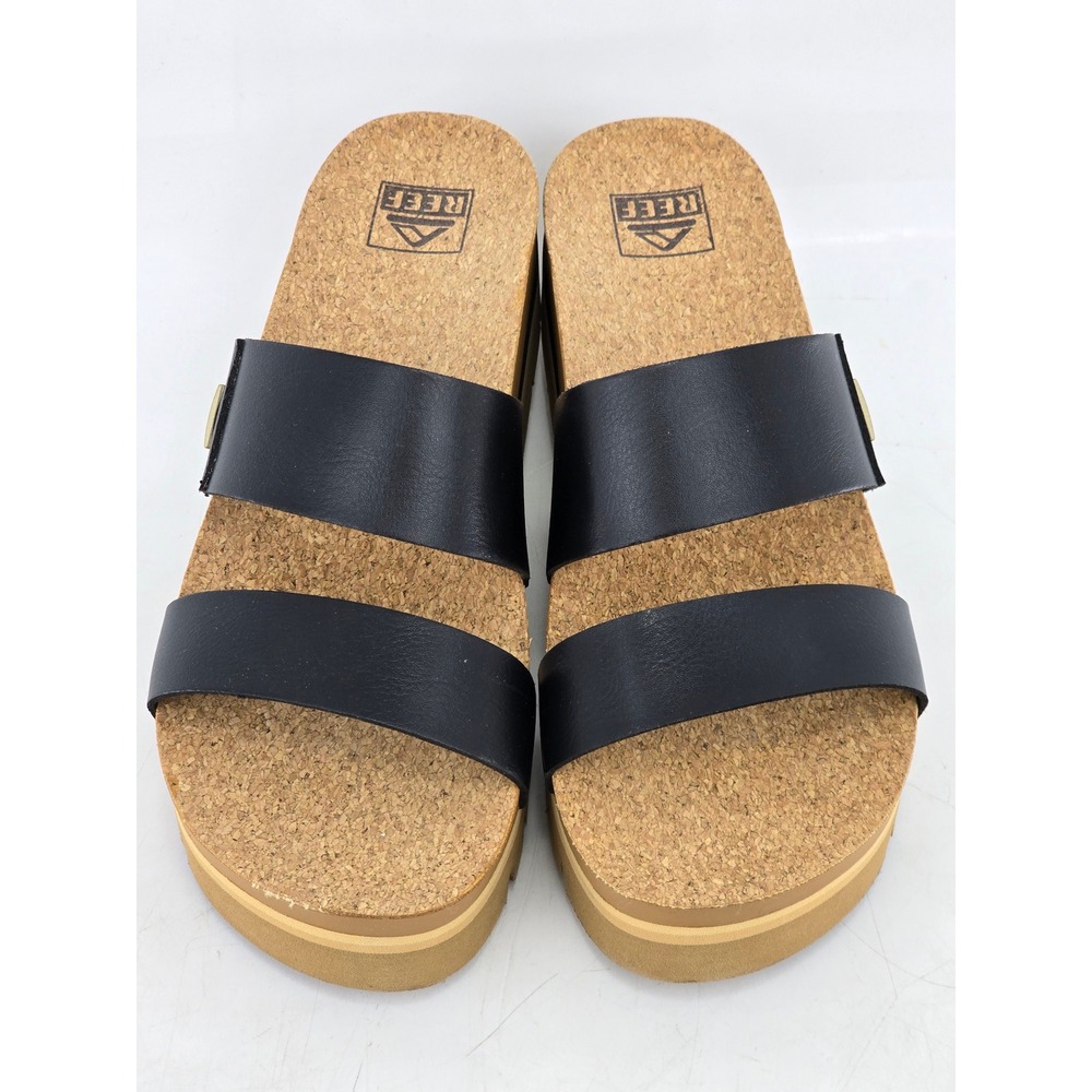 Reef Cushion Vista Higher Sandals Womens 9.5 Black Platform Double Strap -VG - Picture 4 of 12